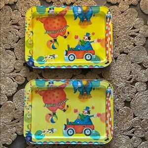 Vintage Fold Up Circus Metal Trays